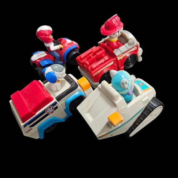 Paw Patrol Lot of 4 Mini Vehicles Ryder Marshal Everest Robo Dog Spin Master - Picture 1 of 6